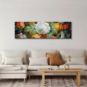 Obraz namalowanego bukietu kwiatów (170x50 cm)