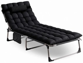 Czarny składany leżak ogrodowy T7-L69
