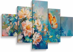 Obraz - Motyl i kwiaty, obraz olejny II. (125x70 cm)