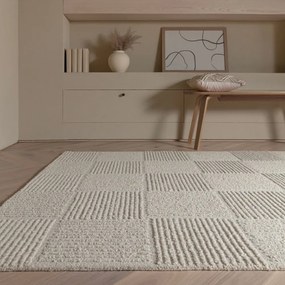 Wełniany dywan tkany ręcznie w kolorze kości słoniowej 120x170 cm Zennith Grid – Asiatic Carpets