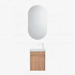 Zestaw Wiszących Mebli Łazienkowych Zintegrowany Z Umywalką Narek Popielaty Brąz & Owalny Z Miejscem Do Przechowywania Czarny - Sklum