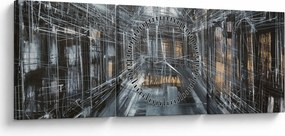 Obraz wnętrza starego budynku (z zegarem) (90x30 cm)