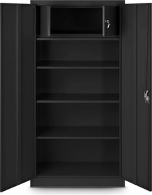 Dwudrzwiowa szafa aktowa z sejfem Tomasz 90x45x185 cm, czarna