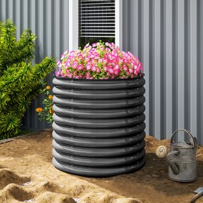 Outsunny Skrzynia na kwiaty, metalowa doniczka z bezpiecznymi krawędziami i rękawicami, otwarte dno, 160S x 80G x 80W cm, Ciemnoszary