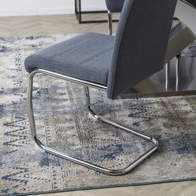 Krzesło Tapicerowane do Jadalni LOPEZ Ciemnoszare Na Płozach Nowoczesne