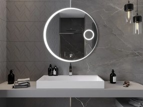 Mexen Ella lustro łazienkowe podświetlane z lusterkiem kosmetycznym, okrągłe 90 cm, LED 6000K, antypara - 9811-090-090-611-00