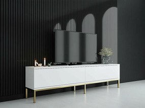 Stojak pod TV – 180 x 47 x 30 cm – Biały i złoty – Płyta wiórowa pokryta melaminą