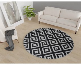 Czarno-biały okrągły dywan odpowiedni do prania ø 80 cm – Vitaus