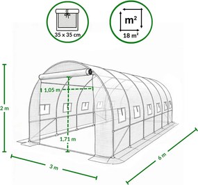 Folia na tunel ogrodowy do upraw, bez stelaża VANA, 6 x 3 m