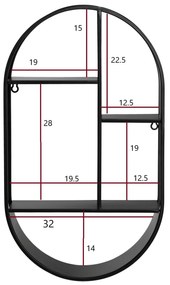 Owalna półka ścienna SIIRI, 35 x 60 cm