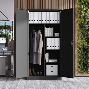 Szafa gospodarcza DAWID, 900 x 1850 x 450 mm, All Black: czarna