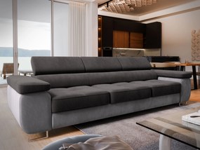 Masseno Sofa MOSINE z funkcją spania, Rozkładana sofa z regulowanymi zagłówkami - Czarny, MONOLITH 95 + MONOLITH 84
