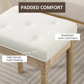 HOMCOM Pufa w wyglądzie lnu, tapicerowana ławka, podnóżek z tapicerowanym siedziskiem, drewniane nogi, 42 x 32 x 46,5 cm, beżowy