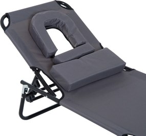 Outsunny Leżak do Opalania z Okienkiem do Czytania Otwór na Twarz Funkcjonalny Szary | Aosom PL