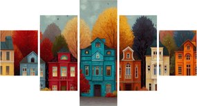 Obraz - Malowane jesienne miasto (125x70 cm)