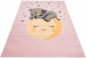 Różowy dywan ze śpiącym słoniem L8-W63