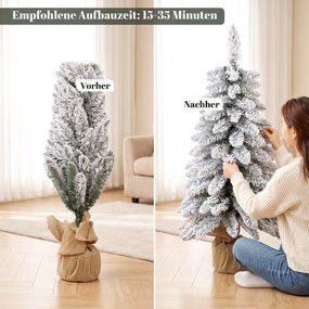 HOMCOM Sztuczna choinka, 90 cm, smukła forma pencil z 107 końcówkami gałązek, podstawa z juty, biały | Aosom PL