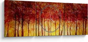 Obraz - Malowanie lasu liściastego (z zegarem) (90x30 cm)