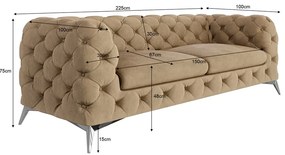 Jasnobrązowa aksamitna sofa 225 cm Chelsea – Ropez