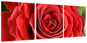 Obraz kwiatu róży (z zegarem) (90x30 cm)