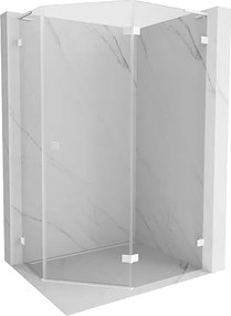 Mexen Lunar L kabina prysznicowa pięciokątna uchylna prawa 90 x 80 cm, transparent, biała - 831L-090P-080L-20-00-P