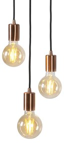 Lampa wisząca w stylu art deco miedziana 3-światłowa - FacilDesignerski Oswietlenie wewnetrzne