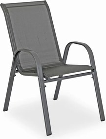 Zestaw Mebli Ogrodowych NEBRASKA Szary 6 Krzeseł Stół Tarasowy Parasol Nowoczesny