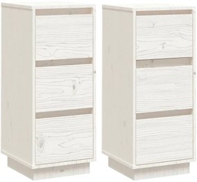 Komplet 2 białych komód z drewna sosnowego - Lors 4X