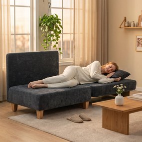 HOMCOM Fotel z funkcją spania 2-w-1 z funkcją łóżka, sofa rozkładana z 2 zmywalnymi poduszkami, boczne kieszenie do salonu, sypialni | Aosom PL