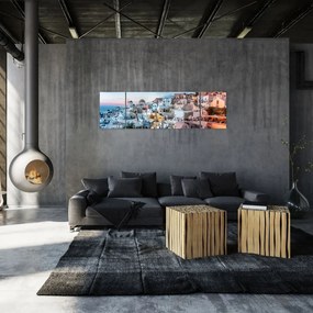 Obraz - Zmierzch na Santorini (170x50 cm)