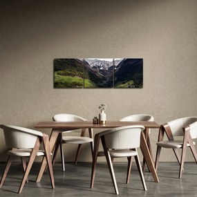 Obraz - Dolina pod górami (z zegarem) (90x30 cm)