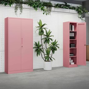 Wąska szafka do biura ALEX, 450 x 1850 x 400 mm, Fresh Style: pudrowy róż