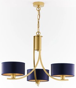 Jupiter 2093 - Żyrandol na łańcuchu ARTHUR 3xE27/15W/230V niebieski/złoty