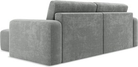 Szary rozkładany/ze schowkiem narożnik z tkaniny szenilowej (prawostronny/z szezlongiem) Kona – Makamii