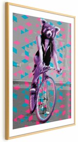 Plakat Szop na rowerze 21x30 cm z ramą złotą z marginesem ARTGEIST B