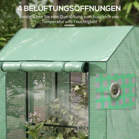 Outsunny Szklarnia / inspekt, odporna na warunki pogodowe, drzwi rolowane, 100 cm x 80 cm x 150 cm, zielona | Aosom PL