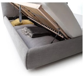 Szare tapicerowane łóżko dwuosobowe ze schowkiem i stelażem 180x200 cm Atesio – Meise Möbel