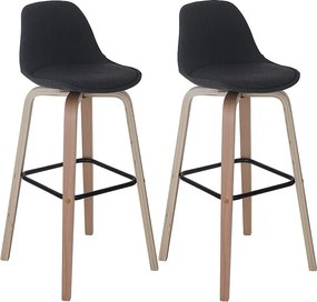 Stołek barowy MCW-A89 (zestaw 2 szt.),  tekstylny, ciemnoszary