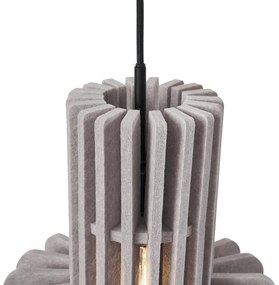 Retro Lampa Wisząca Czarna z Taupe 3-punktowa - Felt Retro Oswietlenie wewnetrzne