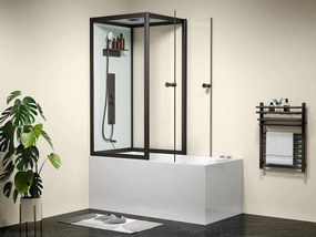 Wanna z prysznicem - Czarne profile - szer. 150 x gł. 75 x wys. 215 cm - 100 mikrodysz i 6 dużych dysz - DARIA II
