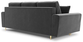Jasnoszara aksamitna rozkładana/ze schowkiem sofa 235 cm Kyoto – Cosmopolitan Design