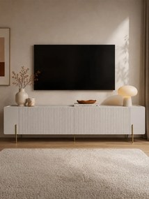 Szafka RTV Malmi 200 cm - kaszmir / crema bianca / złote nóżki