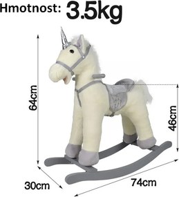 Infantastic Jednorożec na biegunach - srebrny 84 x 31 x 76 c