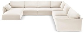 Beżowy aksamitny narożnik (prawostronny/w kształcie litery U) Vanda – Mazzini Sofas