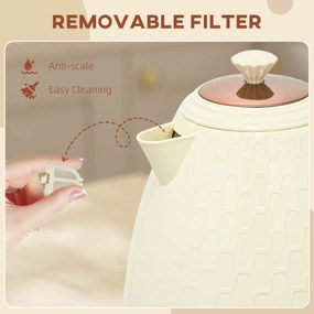 HOMCOM Czajnik, 2200W, okno widokowe, filtr, szybki czajnik, beżowy