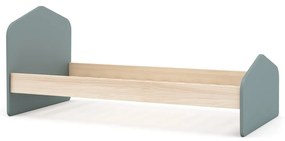 Łóżko dziecięce w dekorze sosny ze stelażem 90x190 cm w naturalnym kolorze/szarozielone Estefania – Marckeric