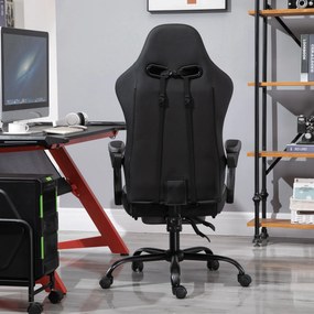 Vinsetto Ergonomiczne krzesło gamingowe z podnóżkiem krzesło biurowe do biurka czarne | Aosom PL