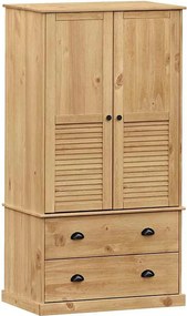 Szafa VIGO 90x55x170 cm z Litego Drewna Sosnowego z 2 Szufladami i Metalowymi Uchwytami