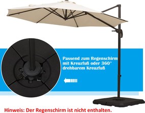 Outsunny Obciążnik do parasola 4-cz. Podstawa parasola 80 kg wody lub 120 kg piasku HDPE czarny