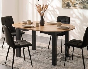 Mały stół loftowy z funkcją rozkładania Harry 102-142 cm, dąb craft/czarny